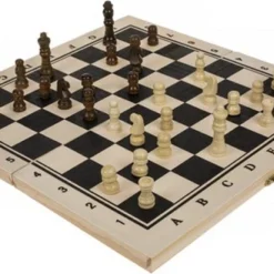 In Round Houten Schaakbord Met Schaakstukken Luxe Schaakspel Hout