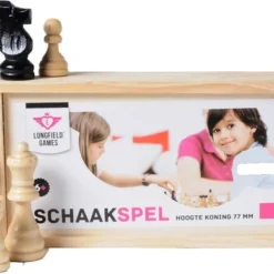 Longfield Darts Schaakstukken In Kistje Koning 77mm - Essenhout