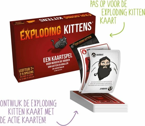 Exploding Kittens Originele Editie - Nederlandstalig Kaartspel 3 Exploding Kittens Originele Editie - Nederlandstalig Kaartspel - Afbeelding 3