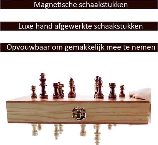 Merkloos Luxe Schaakbord Met Schaakstukken - Schaakset - Schaakspel - Magnetisch - Opklapbaar - 29 X 29 Cm 6 Merkloos Luxe Schaakbord Met Schaakstukken - Schaakset - Schaakspel - Magnetisch - Opklapbaar - 29 X 29 Cm - Afbeelding 6