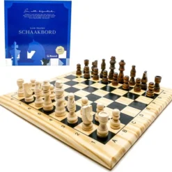 In Round Schaakbord Met Schaakstukken Hout Schaakspel Voor Volwassenen