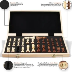 Sincer Magnetisch Schaakbord Met Staunton Schaakstukken 2 EXTRA Koninginnen Inclusief E-book Met Schaakregels - Houten Handgemaakte Schaakset/Schaakspel Voor Volwassenen GROOT FORMAAT Van 39x39cm -Spellen-voor-volwassenen Verkoop 550x533 10