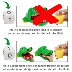AWEMOZ Krokodil Met Kiespijn - Bijtende Krokodil Spel - 12 Plastic Shotglaasjes + Unieke Dobbelsteen - Drankspel - Drinking Game - Drank Spelletjes -Spellen-voor-volwassenen Verkoop 550x550 452