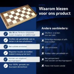 Fortecom Premium Schaakbord Met Co Rdinaten - 2 Extra Dames - 100% Houten Schaakset - 38 Cm - Magnetisch - Inclusief Schaakstukken - Chess Set Schaakborden Schaken Schaak Schaakspellen -Spellen-voor-volwassenen Verkoop 550x550 551
