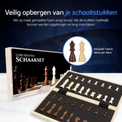 Fortecom Premium Schaakbord Met Co Rdinaten - 2 Extra Dames - 100% Houten Schaakset - 38 Cm - Magnetisch - Inclusief Schaakstukken - Chess Set Schaakborden Schaken Schaak Schaakspellen -Spellen-voor-volwassenen Verkoop 550x550 553