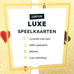 2BEFUN Waterdichte Kaarten - Goud - Luxe Kaartspel - Speelkaarten - Pokerkaarten - Drankspel - Cadeau Voor Man/vrouw -Spellen-voor-volwassenen Verkoop 550x550 573