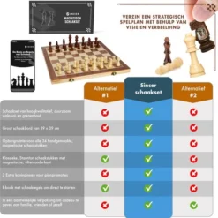 Sincer Magnetisch Schaakbord Met Staunton Schaakstukken 2 EXTRA Koninginnen Inclusief E-book Met Schaakregels - Houten Handgemaakte Schaakset/Schaakspel Voor Volwassenen GROOT FORMAAT Van 39x39cm -Spellen-voor-volwassenen Verkoop 550x553 17