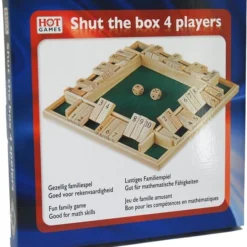 HOT Games Shut The Box Spel 4 Spelers 10 Cijfers 29x29cm. Hout