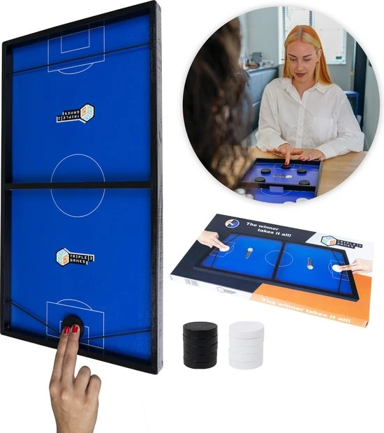 Triple J Games TripleJ - Slingpuck - Hockeyshots - Slingshot - Tafelhockey - Sjoelen - Drankspel - Speedshuffle - Slingershot - Bordspel - Zwart/Blauw 1 Triple J Games TripleJ - Slingpuck - Hockeyshots - Slingshot - Tafelhockey - Sjoelen - Drankspel - Speedshuffle - Slingershot - Bordspel - Zwart/Blauw