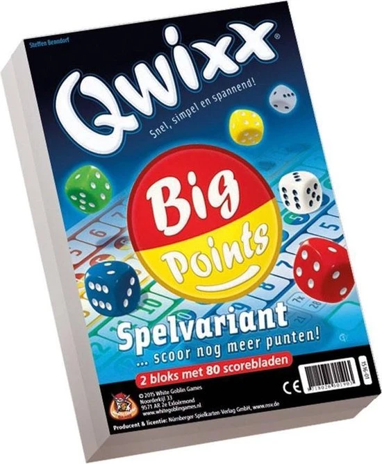 White Goblin Games Qwixx Big Points - Dobbelspel - Uitbreiding - 2 Scorebloks Met 80 Scorebladen 4 White Goblin Games Qwixx Big Points - Dobbelspel - Uitbreiding - 2 Scorebloks Met 80 Scorebladen - Afbeelding 4