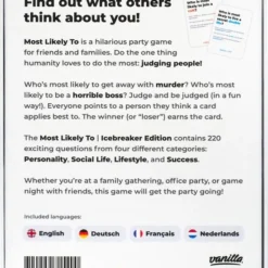 Most Likely To? Most Likely To IJsbreker Editie - Partyspel Met 220 Vragen - Nederlands & Engels Kaartspel -Spellen-voor-volwassenen Verkoop 550x700