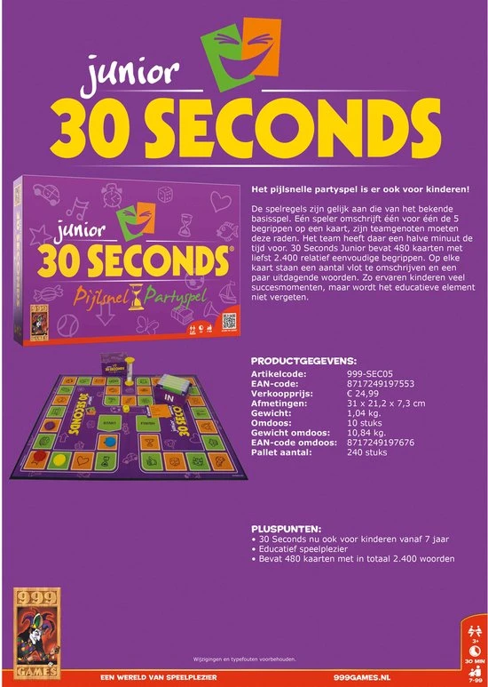 999 Games 30 Seconds Junior Bordspel 7 999 Games 30 Seconds Junior Bordspel - Afbeelding 7