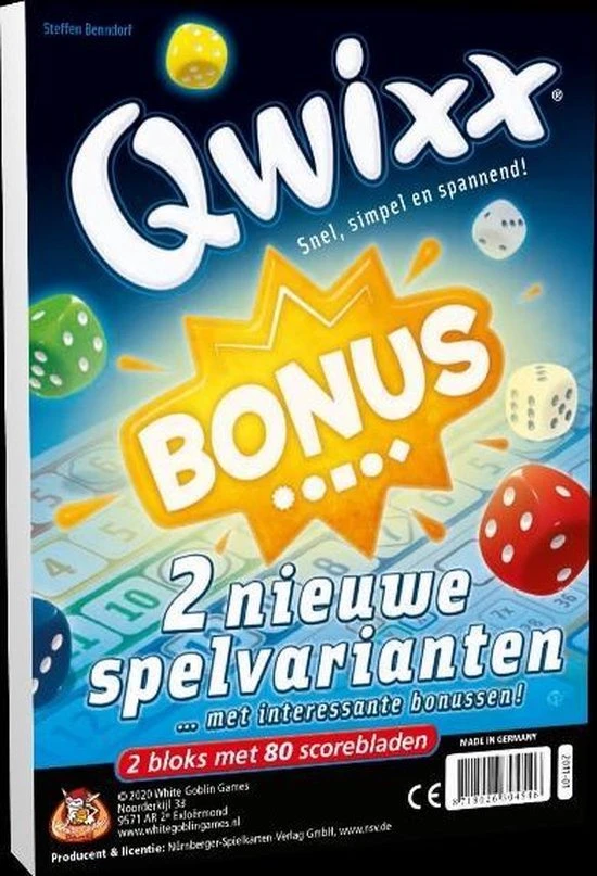 White Goblin Games - Qwixx Bonus Dobbelspel - 2 Nieuwe Spelvarianten Met 80 Scorebladen 3 White Goblin Games - Qwixx Bonus Dobbelspel - 2 Nieuwe Spelvarianten Met 80 Scorebladen - Afbeelding 3